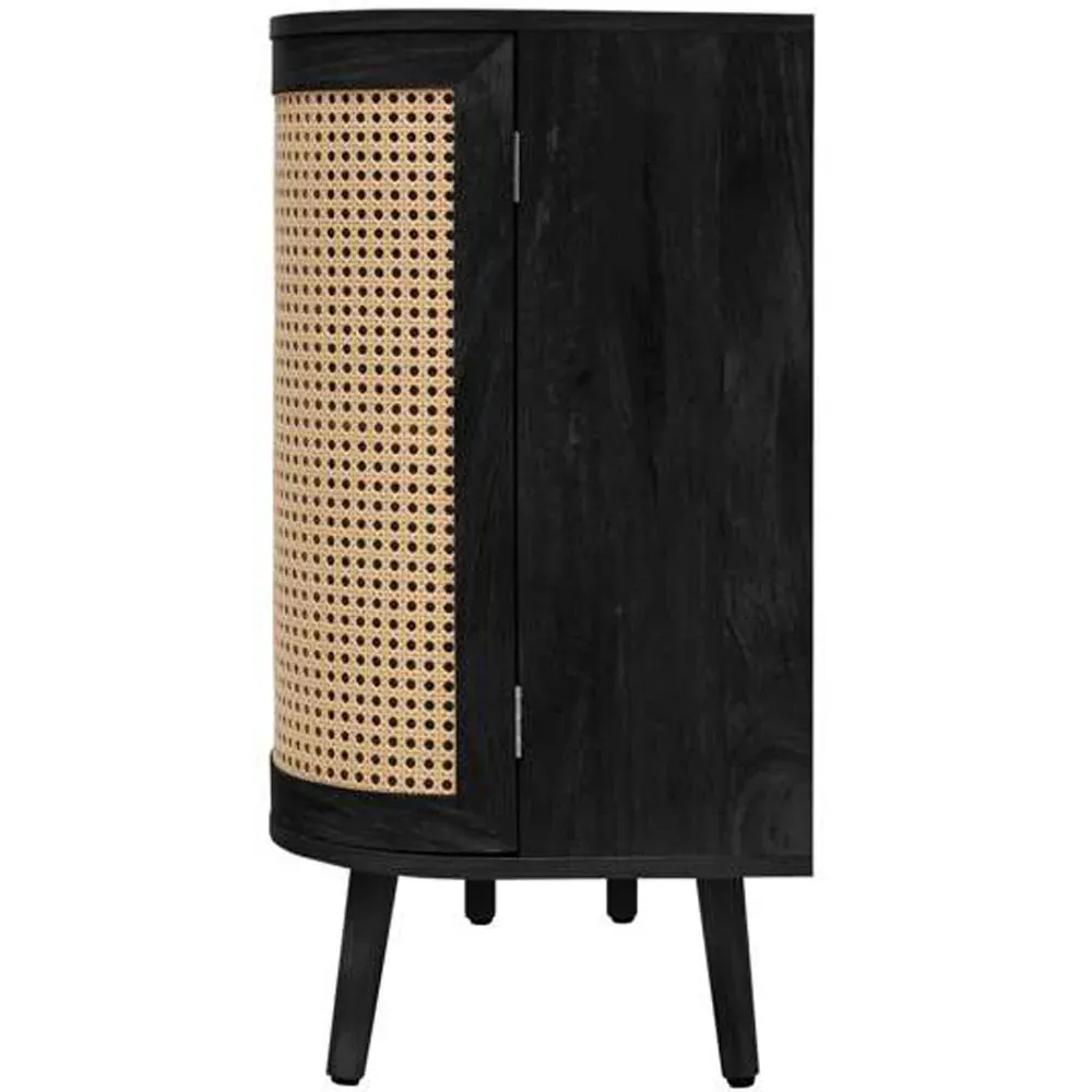 Noah 3 Door Sideboard - Black, Rattan