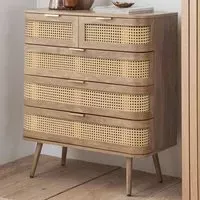 Noah 5 Drawer Chest of Drawers - Brown, Rattan