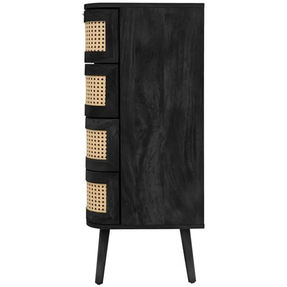 Noah 5 Drawer Storage Chest - Black, Rattan