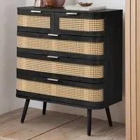 Noah 5 Drawer Storage Chest - Black, Rattan