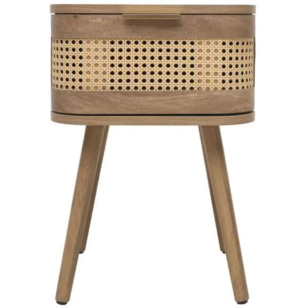 Noah Single Drawer Bedside Table - Brown, Rattan