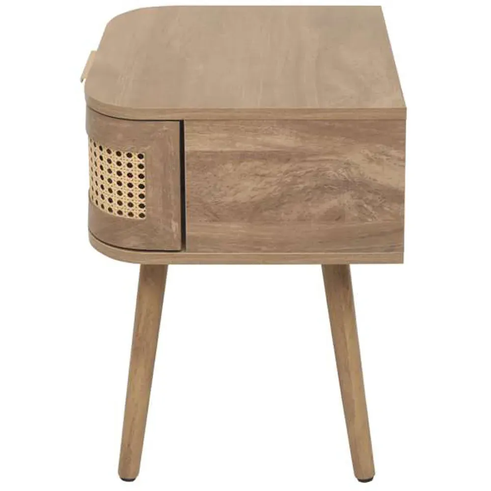 Noah Single Drawer Bedside Table - Brown, Rattan