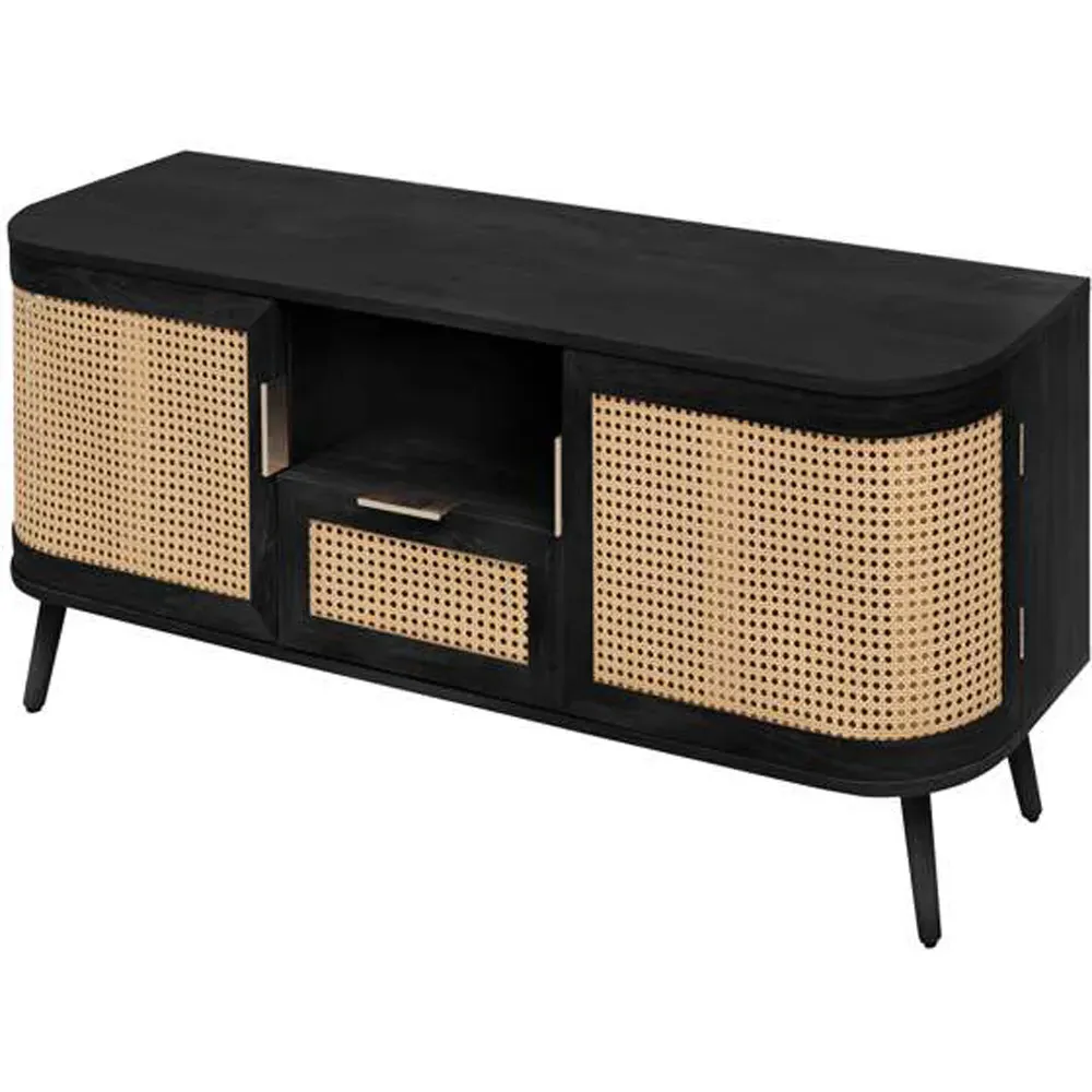 Noah Small 2 Door TV Unit with Drawer - Brown, Rattan