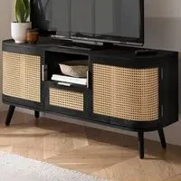 Noah Small 2 Door TV Unit with Drawer - Brown, Rattan