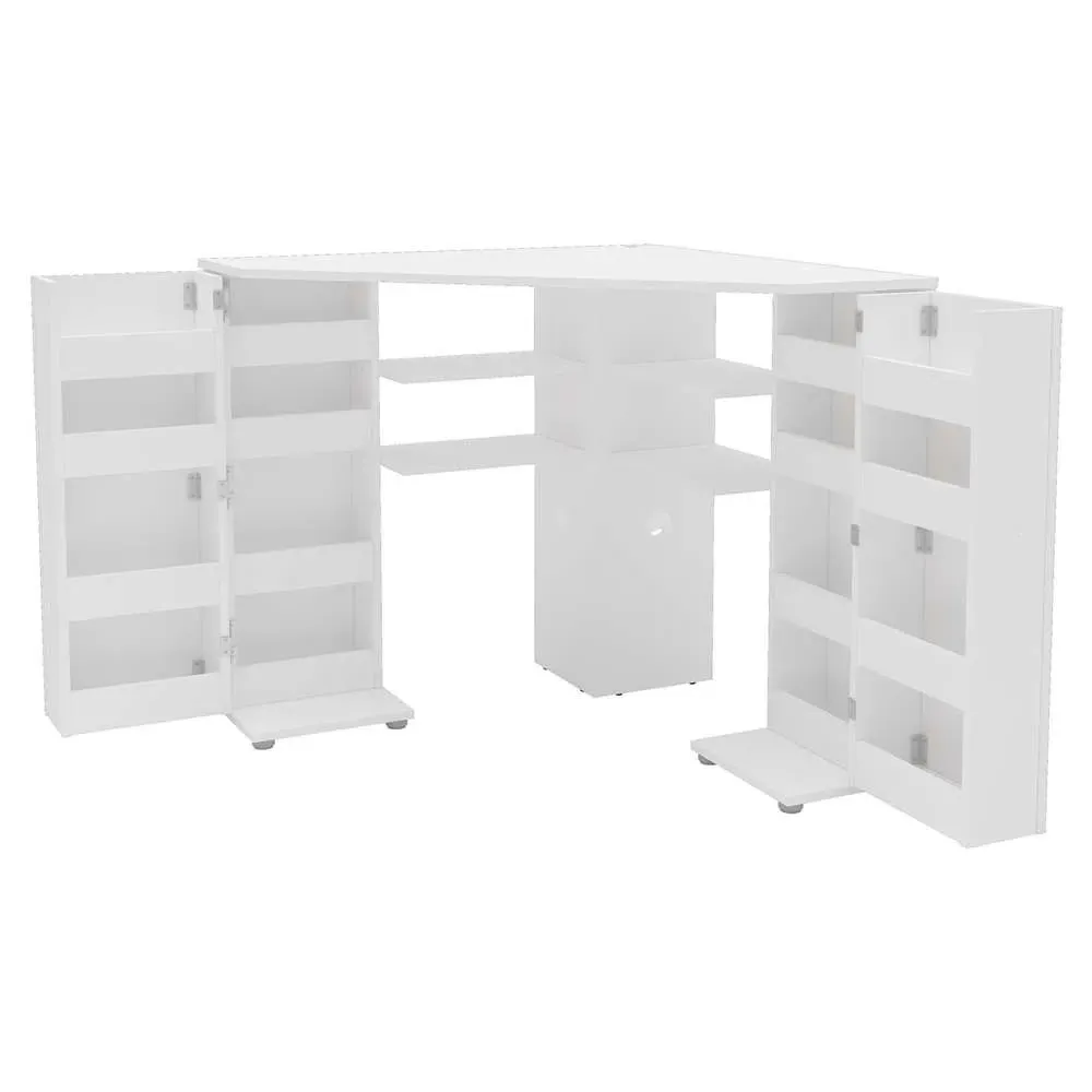 Olivia Corner Dressing Table with Storage - White