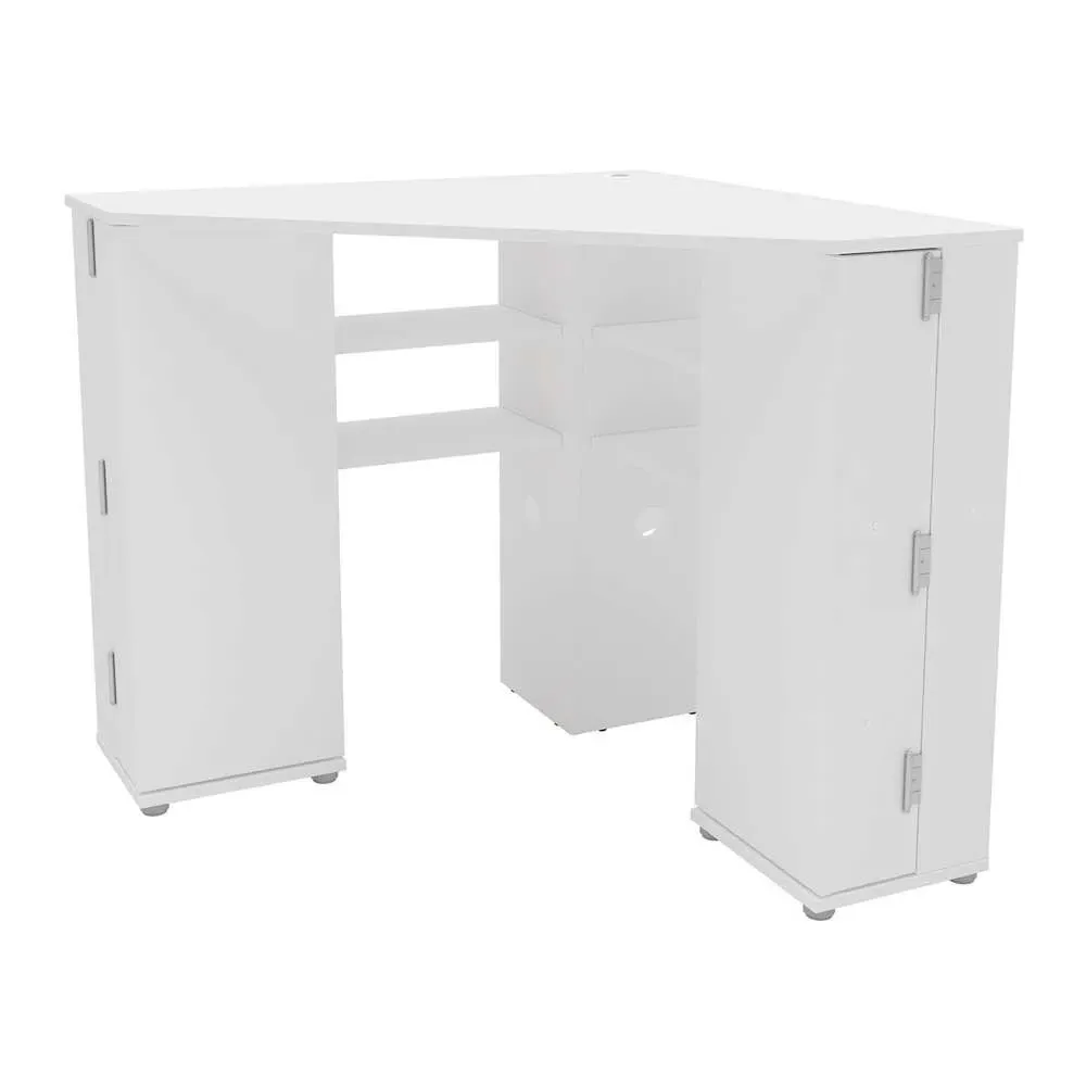 Olivia Corner Dressing Table with Storage - White