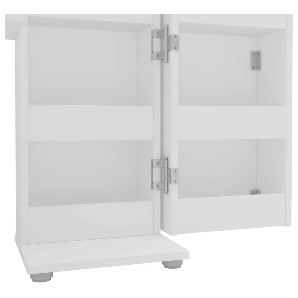 Olivia Corner Dressing Table with Storage - White