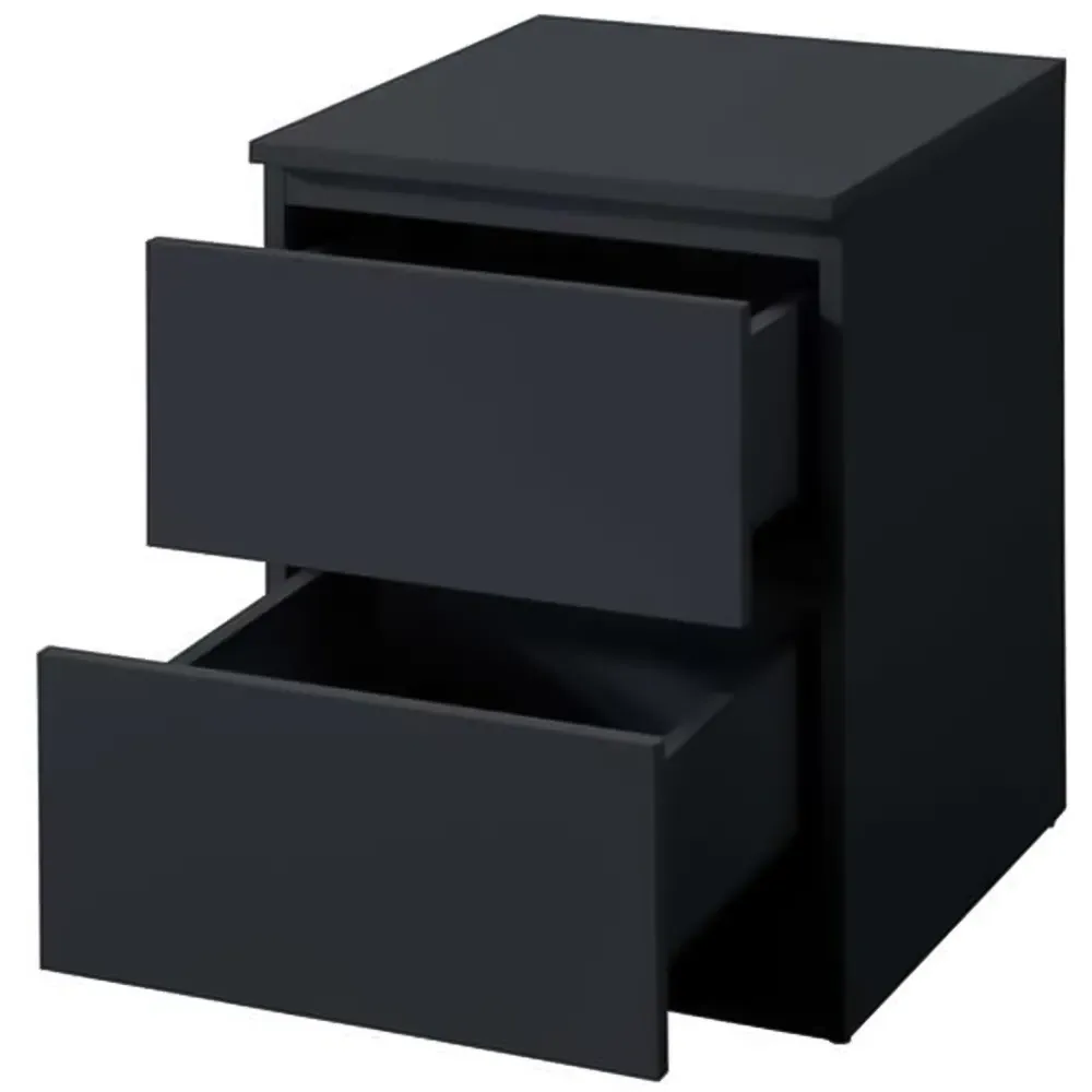 Oslo 2 Drawer Bedside Table - Black