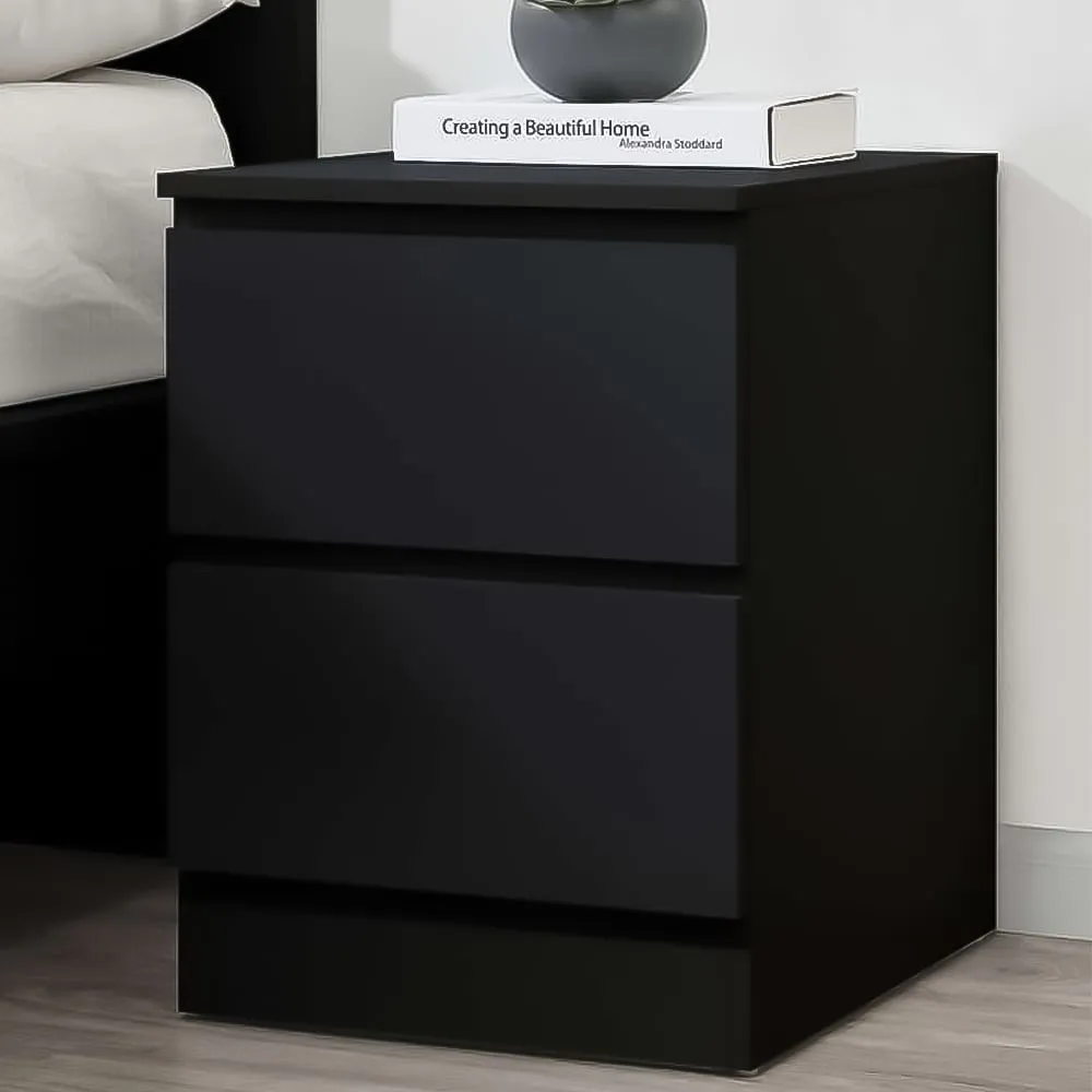 Oslo 2 Drawer Bedside Table - Black image