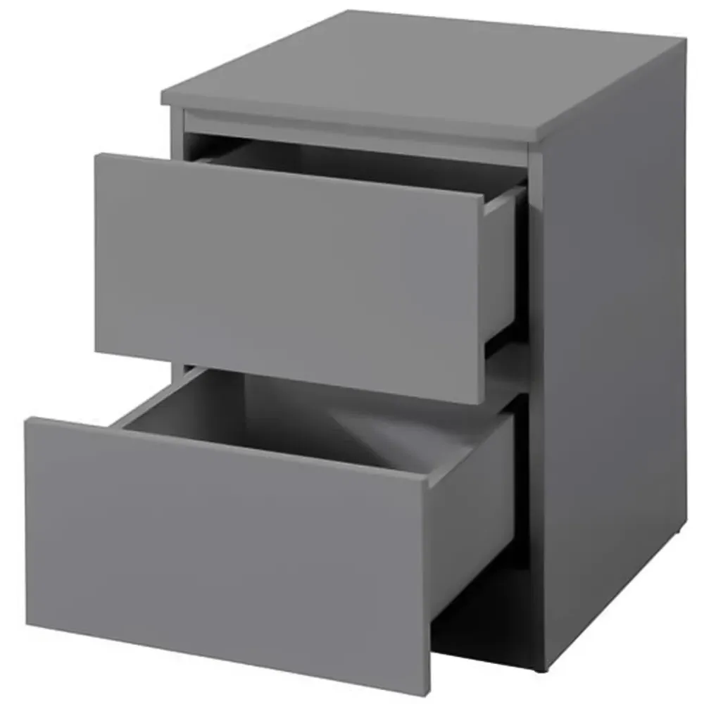 Oslo 2 Drawer Bedside Table - Grey