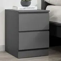 Oslo 2 Drawer Bedside Table - Grey