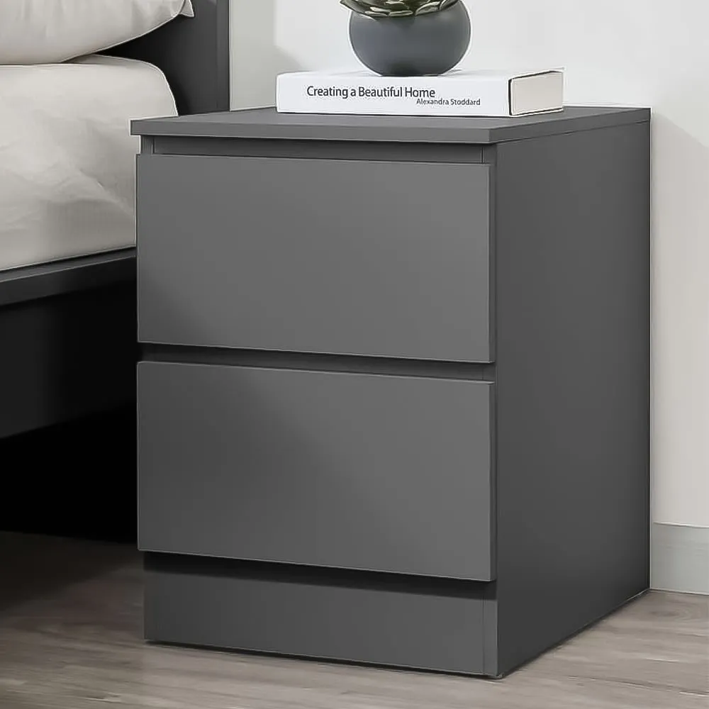 Oslo 2 Drawer Bedside Table - Grey image