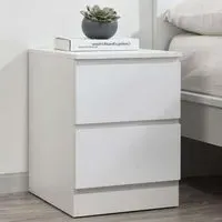 Oslo 2 Drawer Bedside Table - White