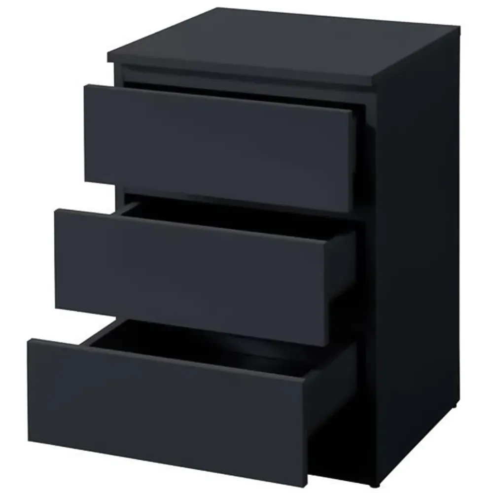 Oslo 3 Drawer Bedside Table - Black