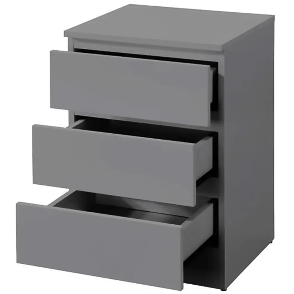Oslo 3 Drawer Bedside Table - Grey