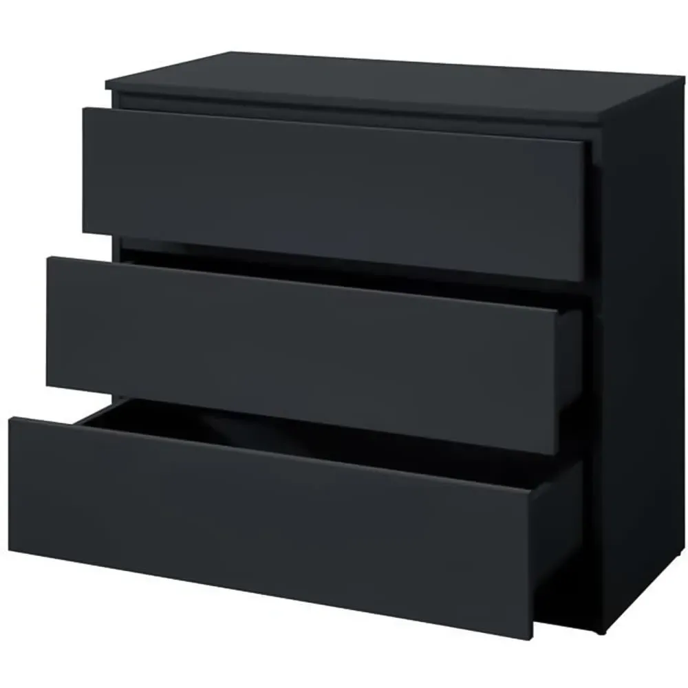 Oslo 3 Drawer Chest of Drawers - Black