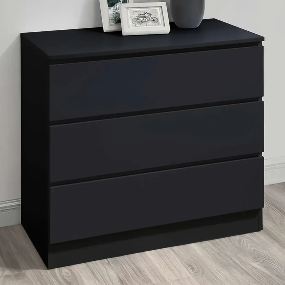 Oslo 3 Drawer Chest of Drawers - Black image