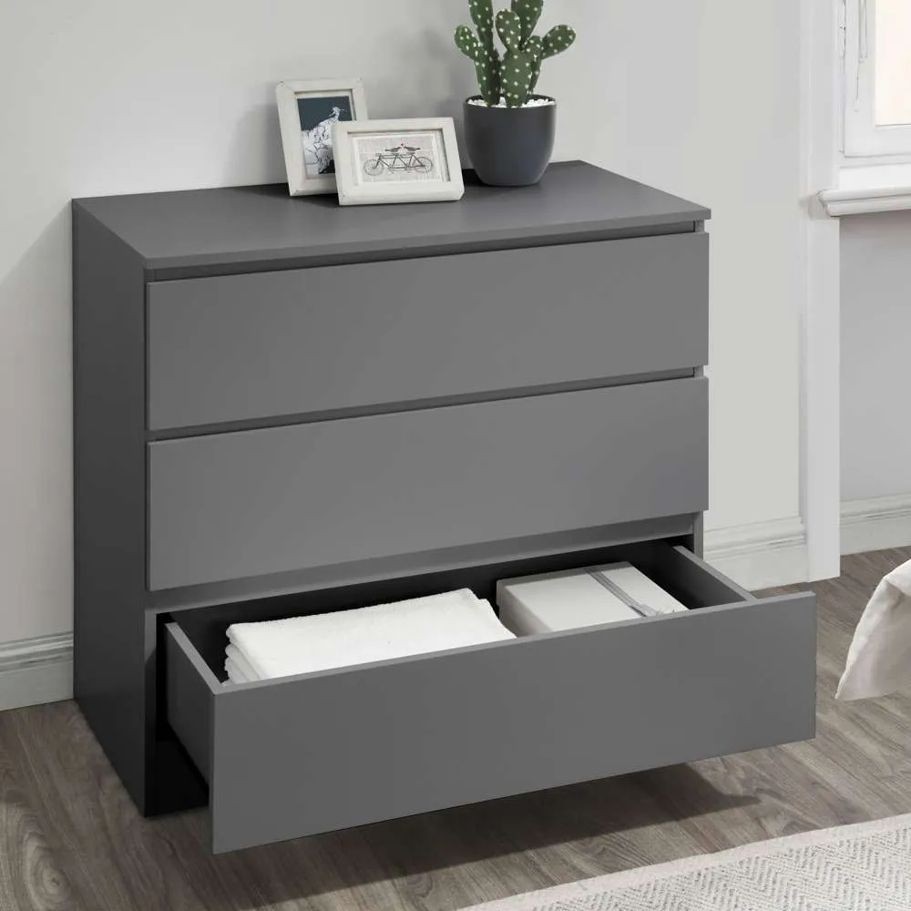 Oslo 3-Drawer Chest of Drawers - Grey