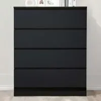 Oslo 4 Drawer Chest of Drawers - Black