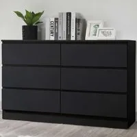 Oslo 6 Drawer Chest of Drawers - Black