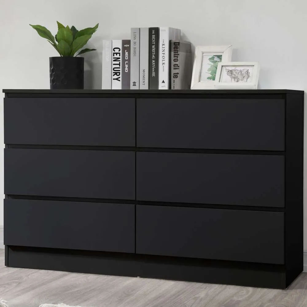 Oslo 6 Drawer Chest of Drawers - Black