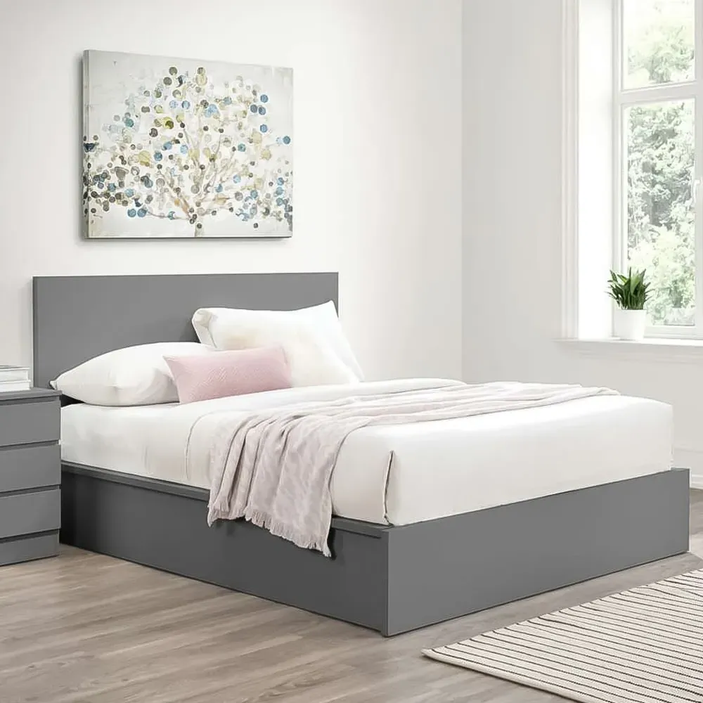 Oslo Double Ottoman Bed with Storage - Grey