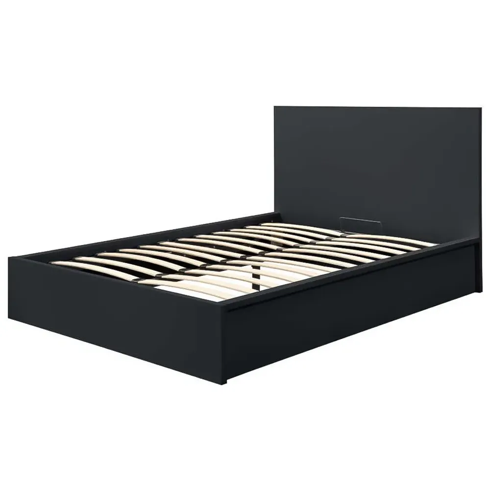 Oslo King Size Ottoman Bed with Storage - Black