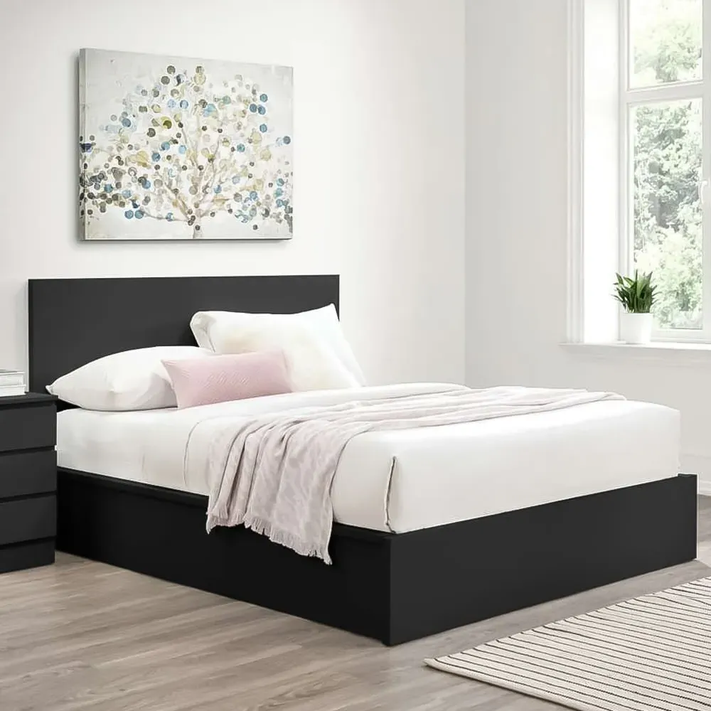 Oslo King Size Ottoman Bed with Storage - Black