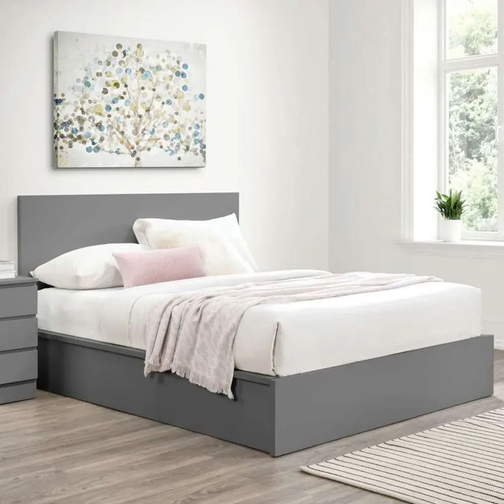 Oslo King Size Ottoman Bed with Storage - Grey
