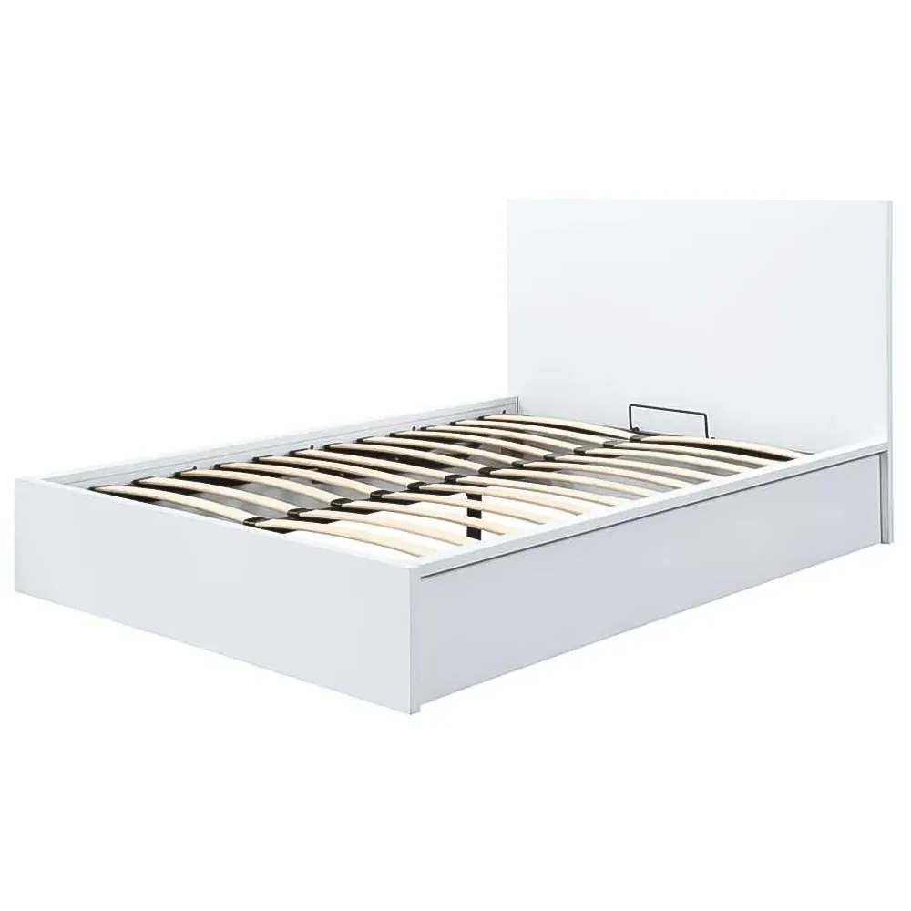 Oslo King Size Ottoman Bed with Storage - White