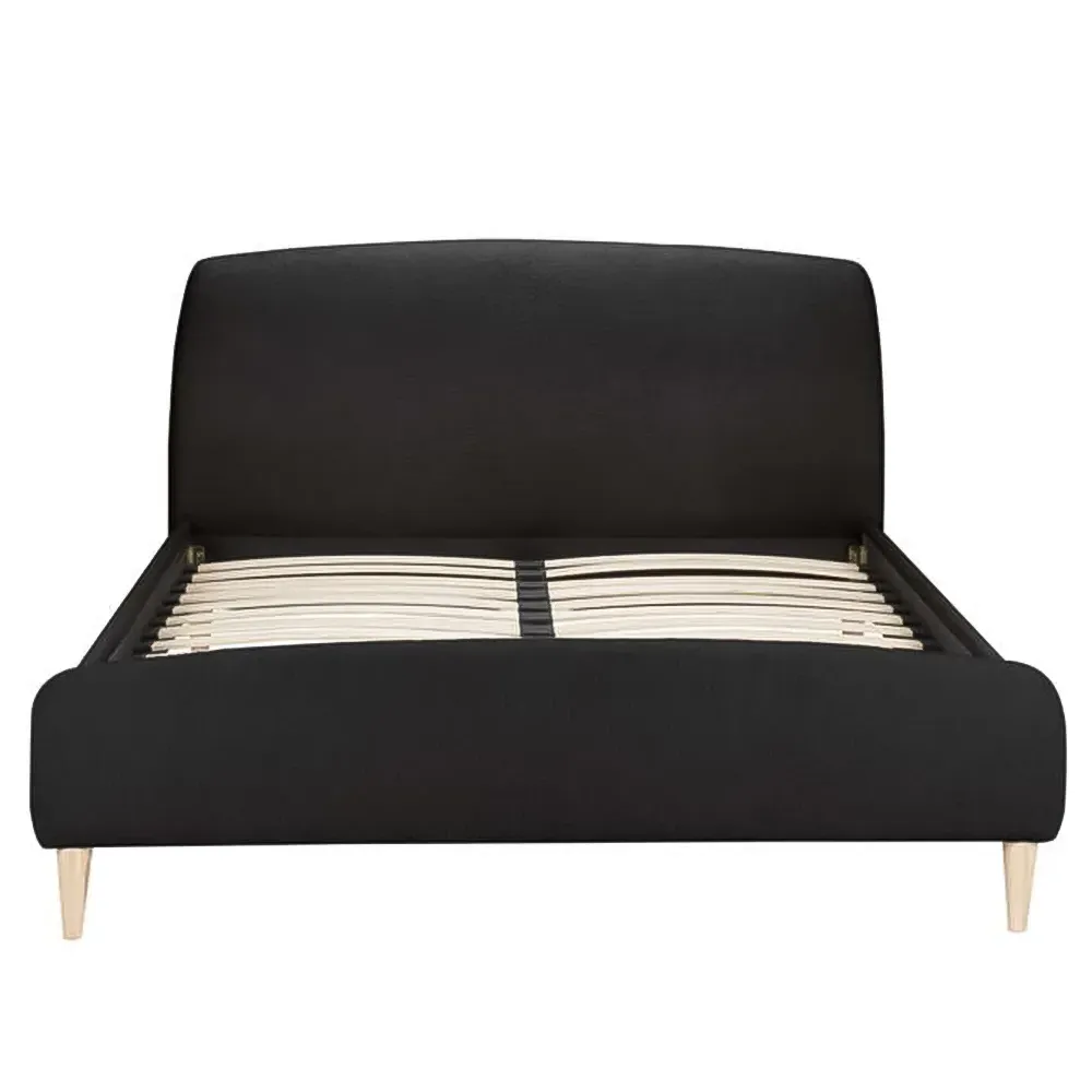 Otley Double Bed Frame - Black, Teddy Bear Fabric