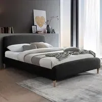 Otley Double Bed Frame - Black, Teddy Bear Fabric