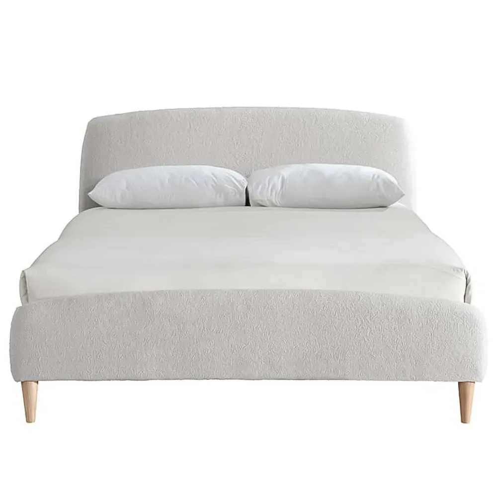 Otley Double Bed Frame - Grey, Teddy Bear Fabric