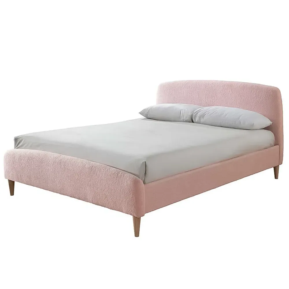 Otley Double Bed Frame - Pink, Teddy Bear Fabric
