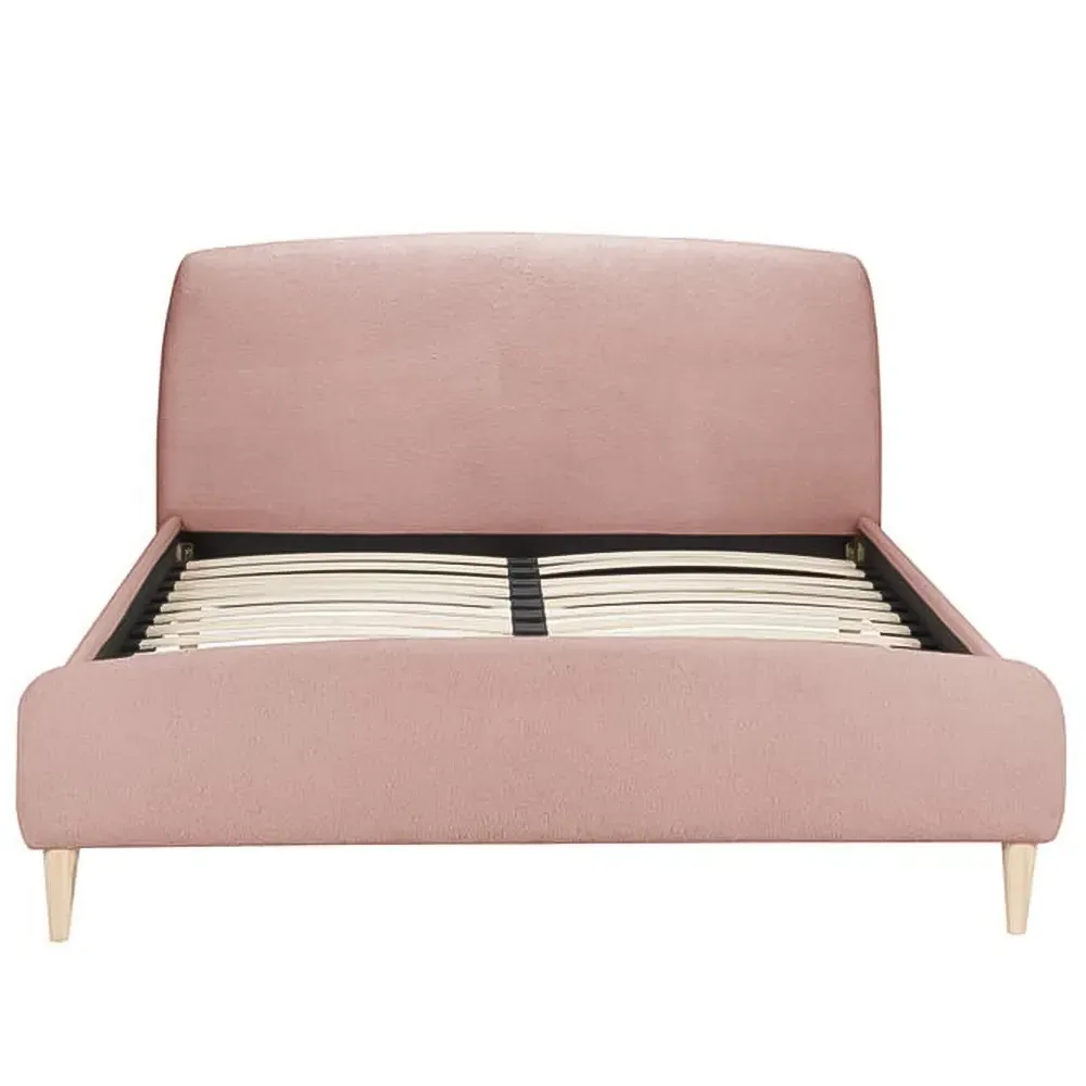 Otley Double Bed Frame - Pink, Teddy Bear Fabric