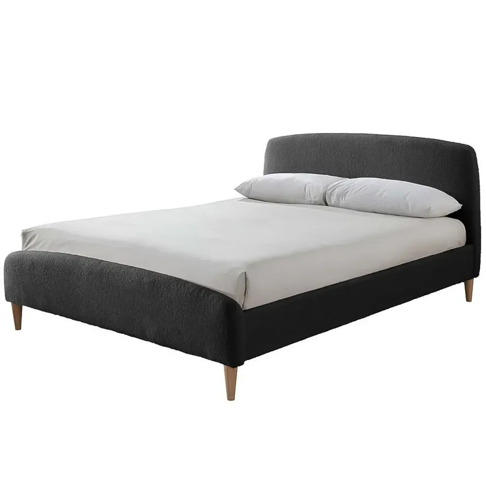 Otley King Size Bed Frame - Black, Teddy Bear Fabric