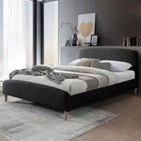 Otley King Size Bed Frame - Black, Teddy Bear Fabric