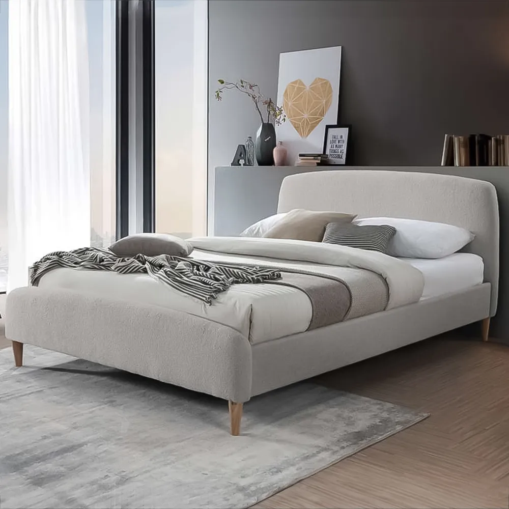 Otley King Size Bed Frame - Grey, Teddy Bear Fabric