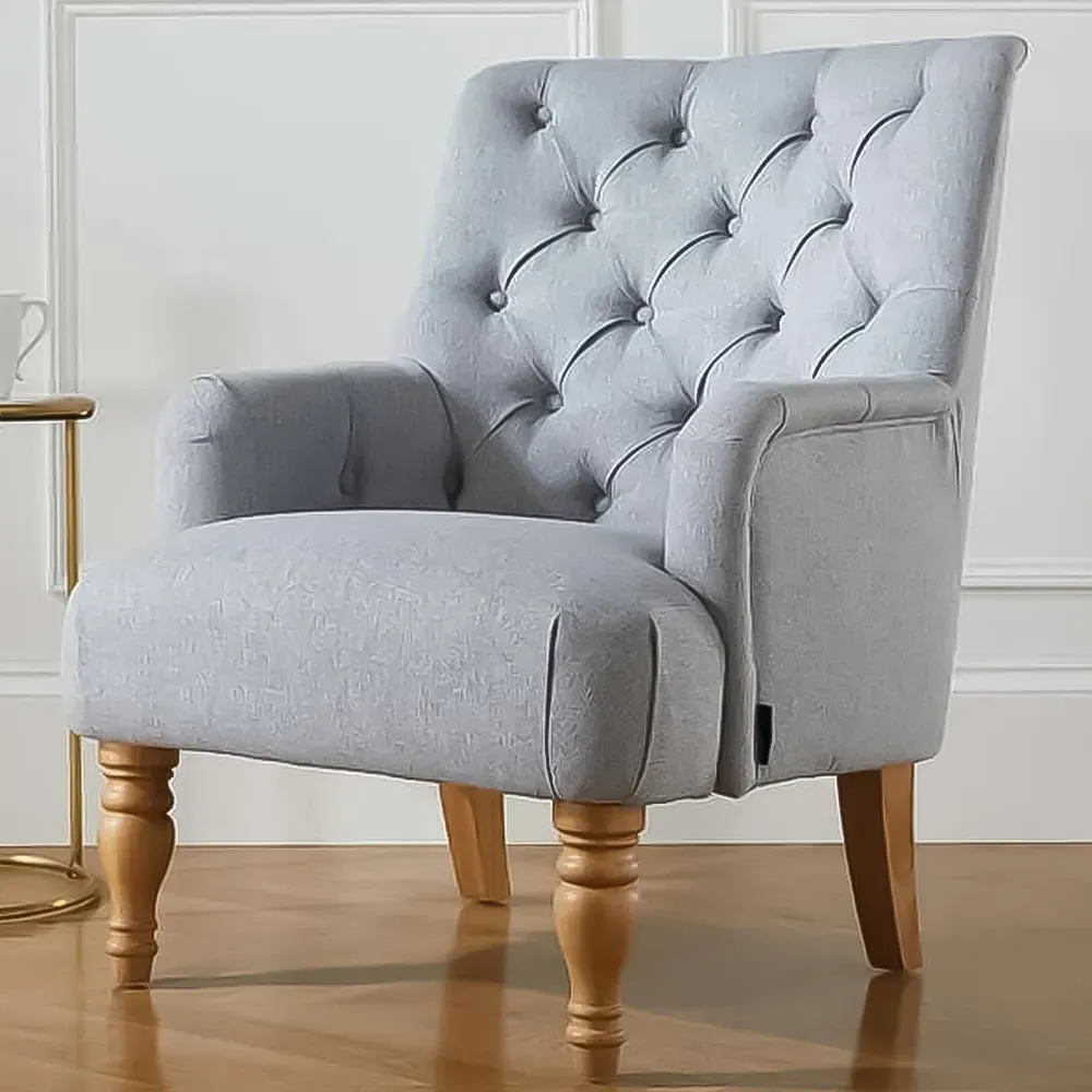 Padstow Button Back Armchair - Grey