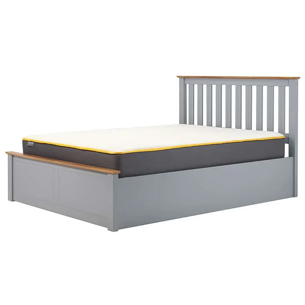 Phoenix Double Ottoman Bed with Storage - Grey, Rubberwood