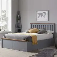 Phoenix Double Ottoman Bed with Storage - Grey, Rubberwood