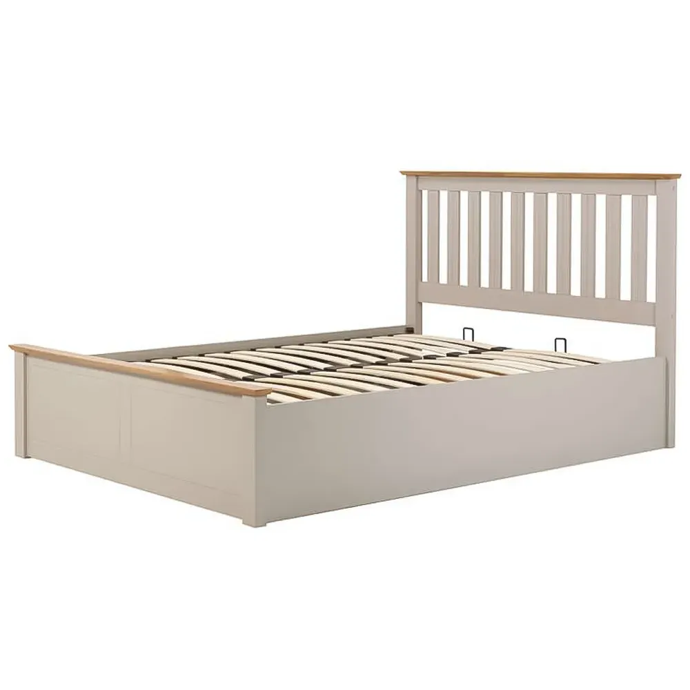 Phoenix Double Ottoman Bed with Storage - Grey, Rubberwood