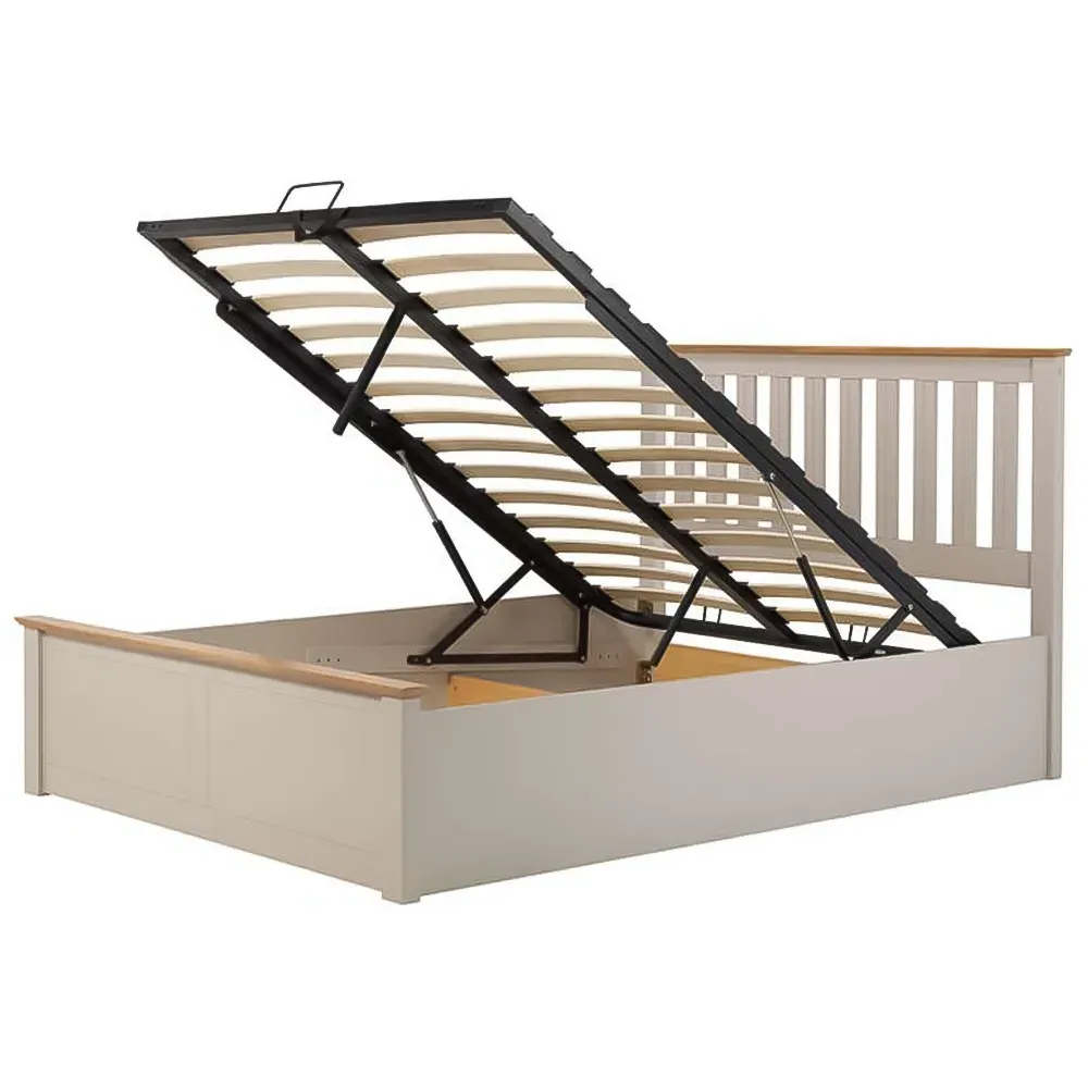 Phoenix Double Ottoman Bed with Storage - Grey, Rubberwood