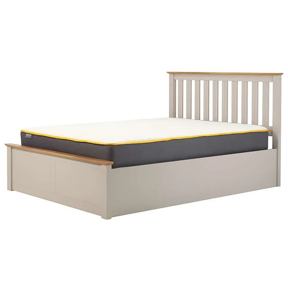 Phoenix Double Ottoman Bed with Storage - Grey, Rubberwood