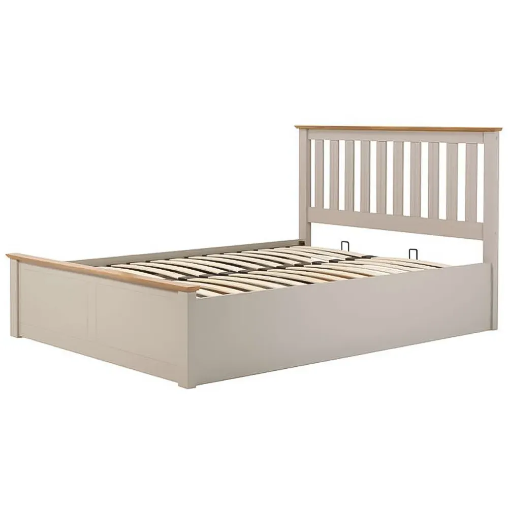 Phoenix King Size Ottoman Bed with Storage - Grey, Rubberwood
