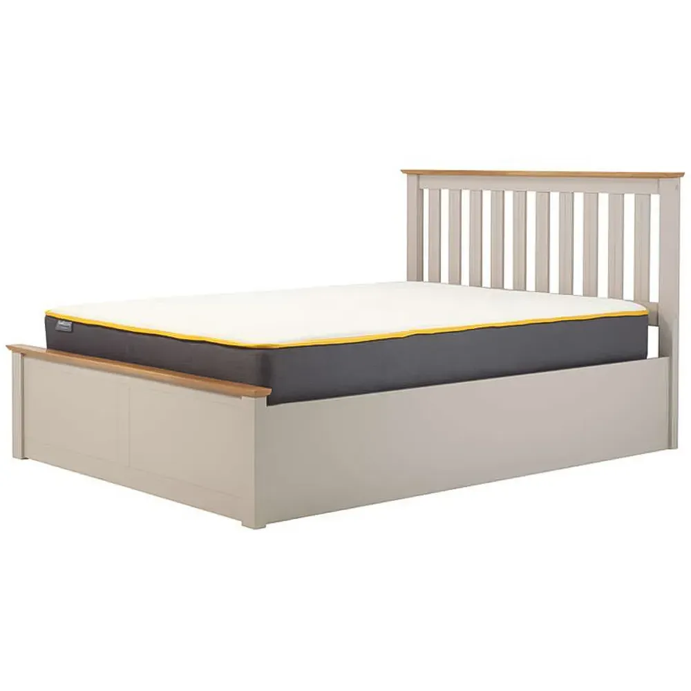 Phoenix King Size Ottoman Bed with Storage - Grey, Rubberwood