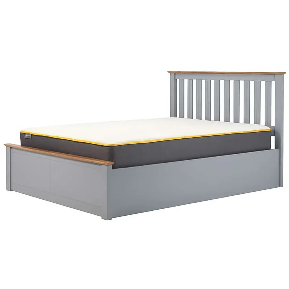 Phoenix King Size Ottoman Bed with Storage - Grey, Rubberwood