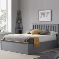 Phoenix King Size Ottoman Bed with Storage - Grey, Rubberwood