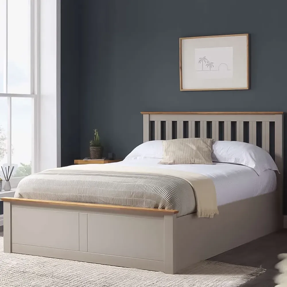 Phoenix King Size Ottoman Bed with Storage - Grey, Rubberwood