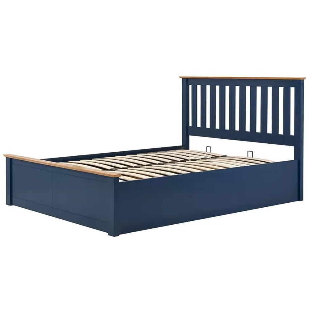 Phoenix Small Double Ottoman Bed with Storage - Blue, Rubberwood